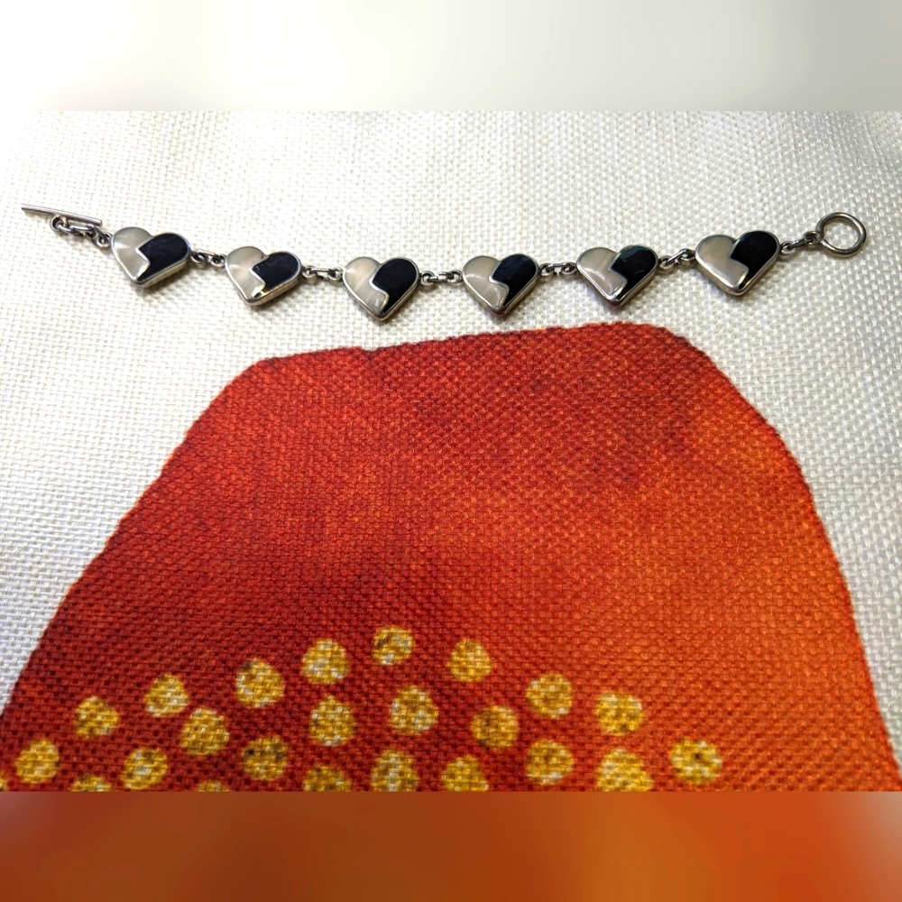 Sterling Silver Heart Bracelet - Double Sided